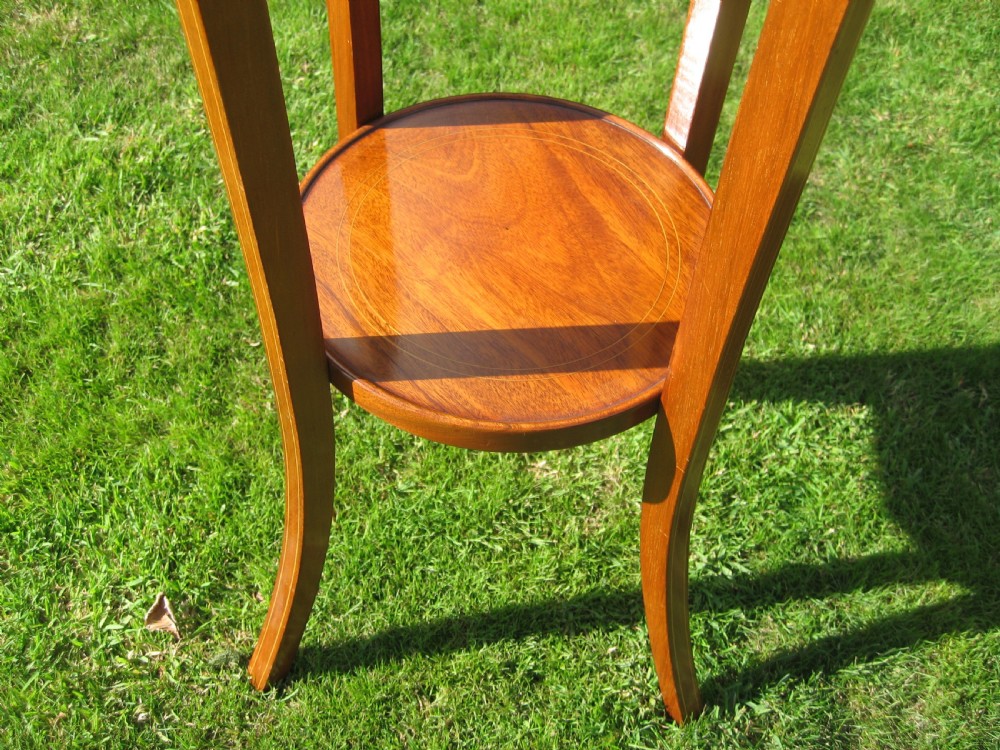 Edwardian  inlaid mahogany  tall plant stand View III
