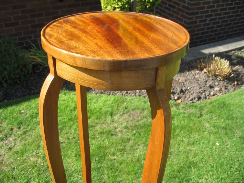 Edwardian  inlaid mahogany  tall plant stand View IV