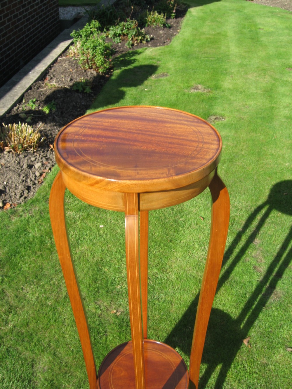 Edwardian  inlaid mahogany  tall plant stand View VI