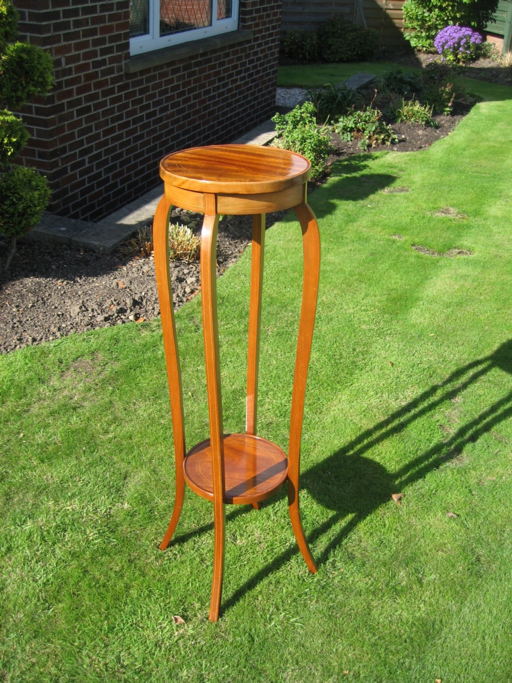 Edwardian  inlaid mahogany  tall plant stand View VII
