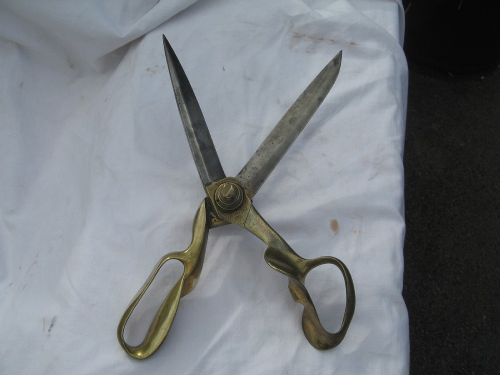 Large pair of Victorian brass and steel  tailors shears  View III