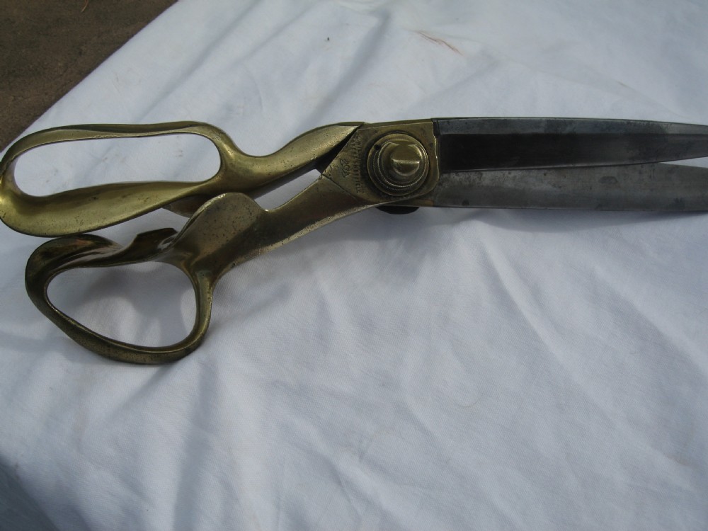 Large pair of Victorian brass and steel  tailors shears  View IV