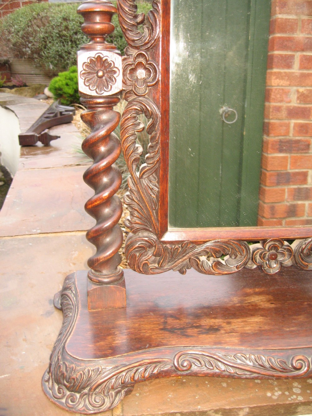Victorian carved oak swing mirror View IV