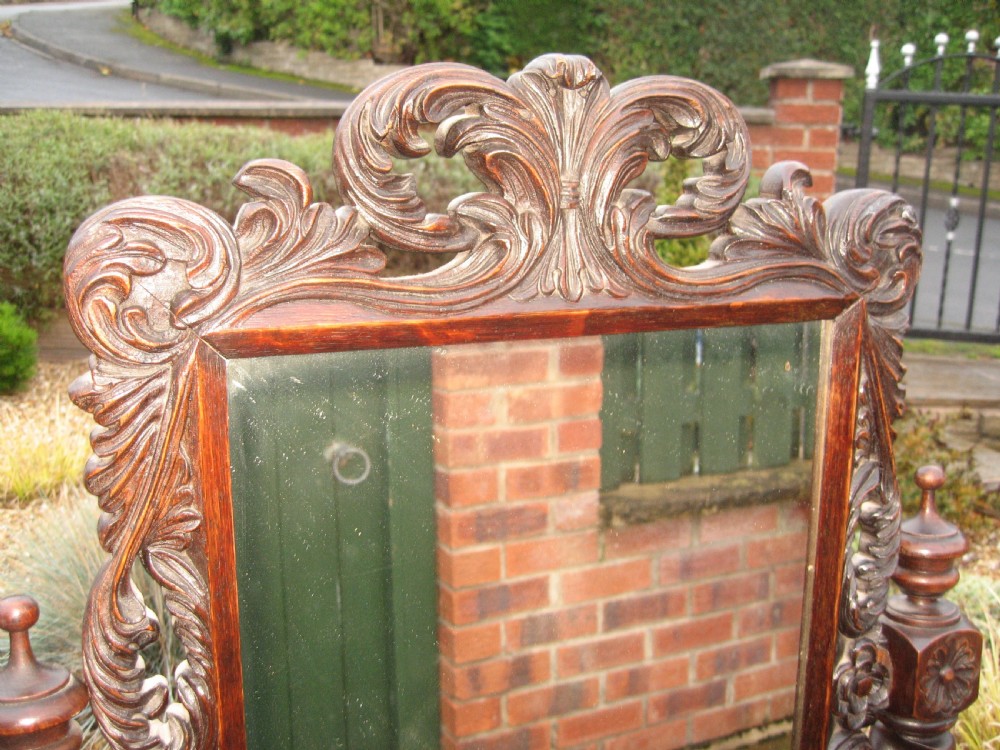 Victorian carved oak swing mirror View V