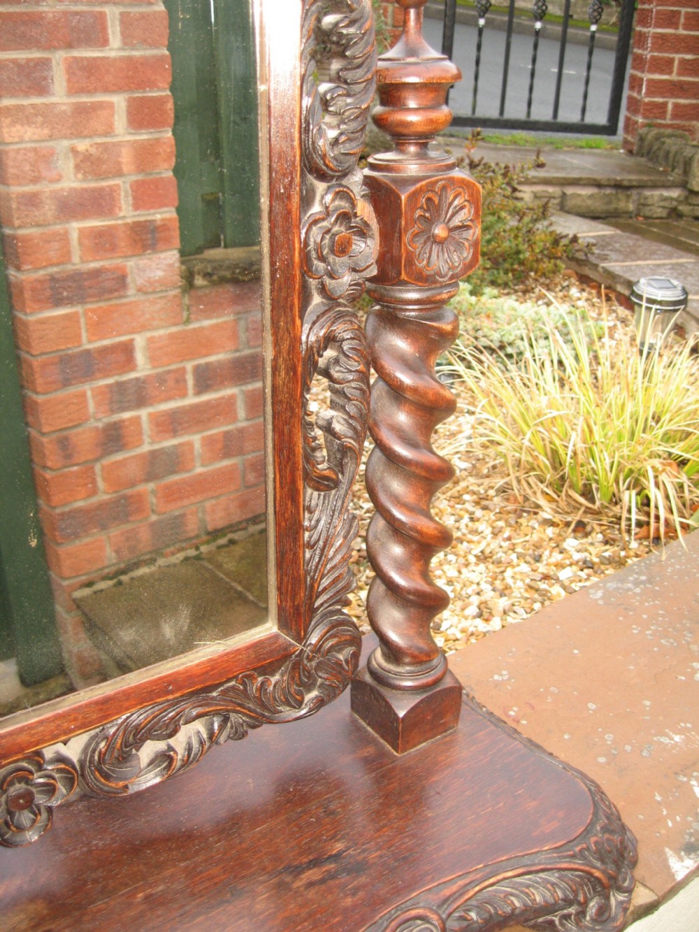 Victorian carved oak swing mirror View VI