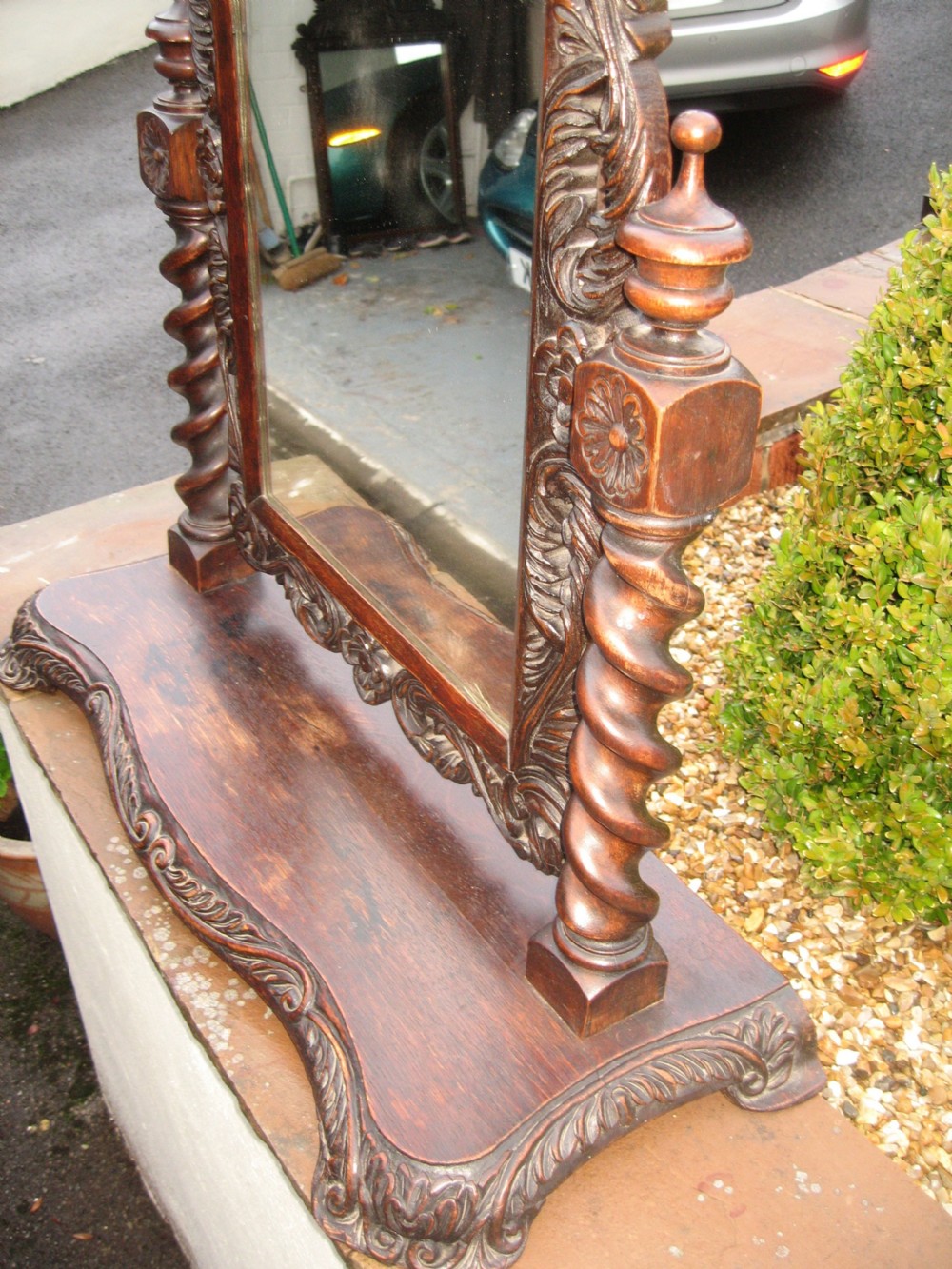Victorian carved oak swing mirror View VII