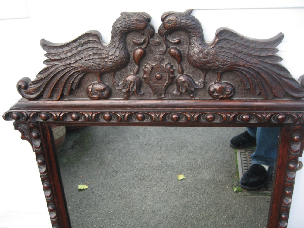 19th century carved oak wall mirror View II