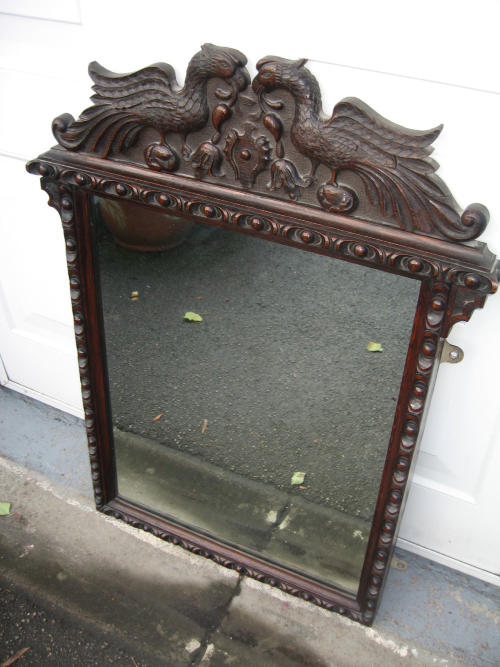 19th century carved oak wall mirror View V