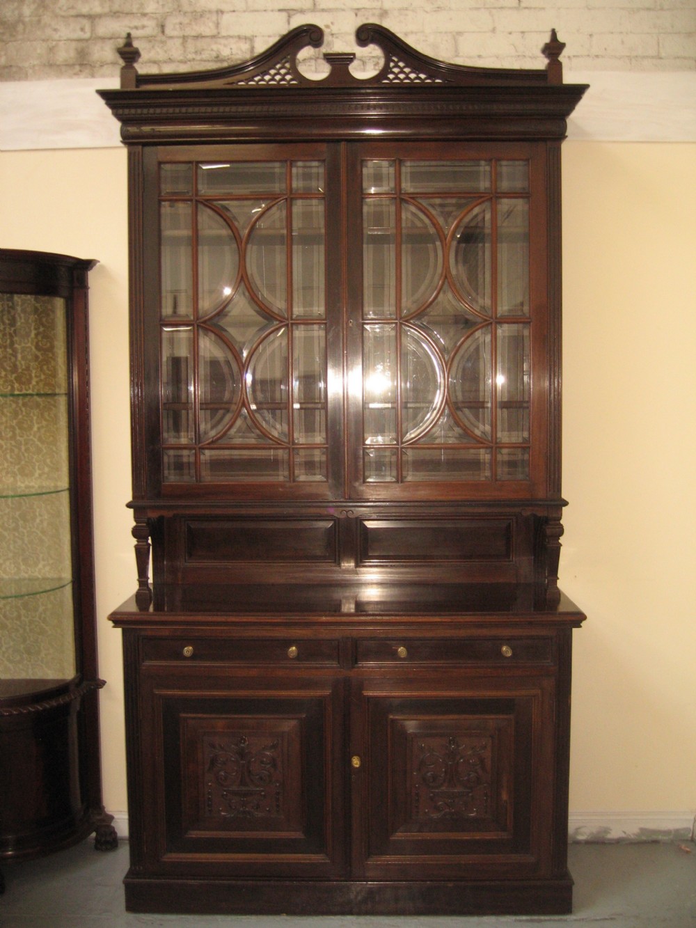 Large mahogany cupboard bookcase