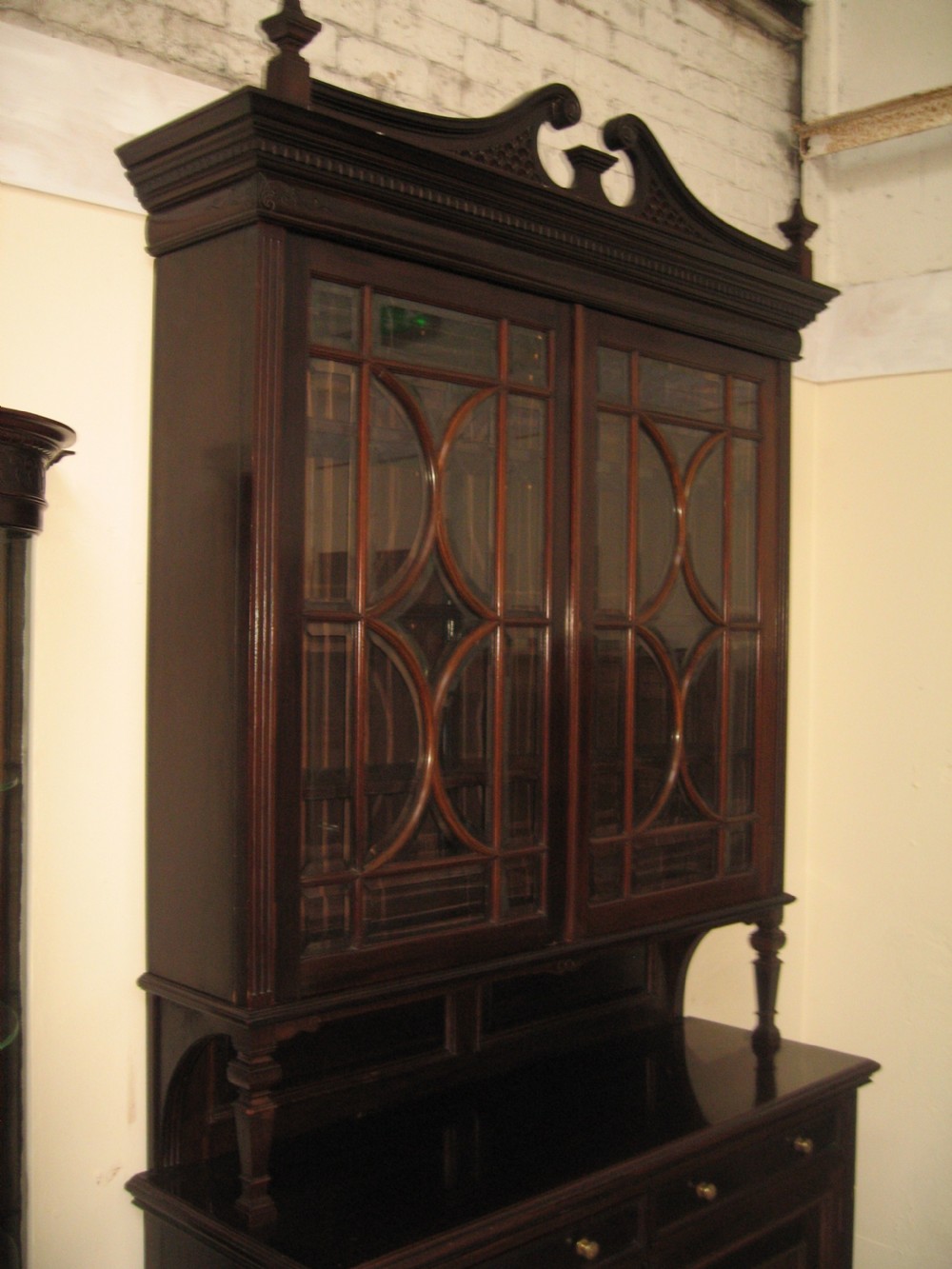 Large mahogany cupboard bookcase View X