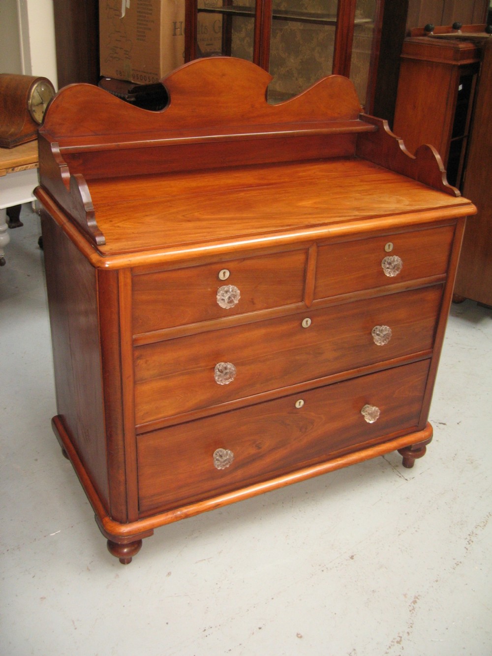 V ictorian mahogany  gallery back chest of drawers View IV