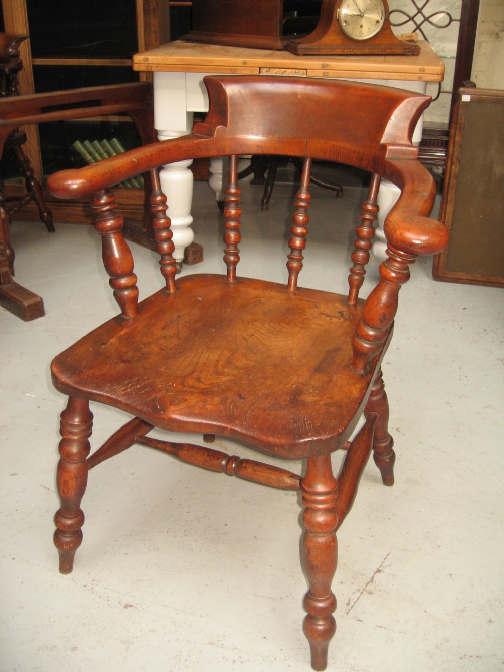 Victorian ash and elm smokers bow arm chair View II