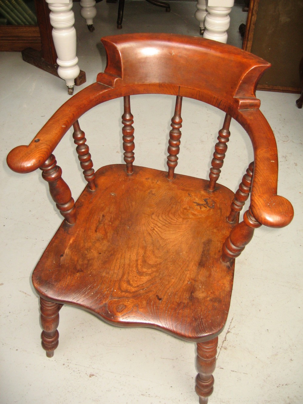 Victorian ash and elm smokers bow arm chair View III