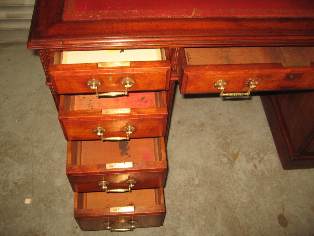 Edwardian mahogany  knee hole desk View XI