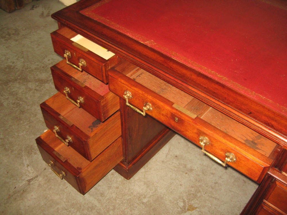 Edwardian mahogany  knee hole desk View XII