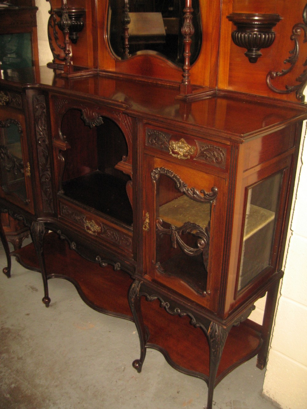 Late victorian mahogany mirror back display cabinet View III