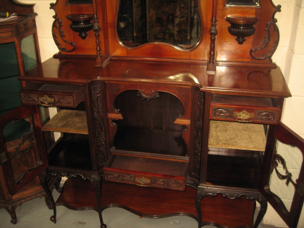 Late victorian mahogany mirror back display cabinet View VI