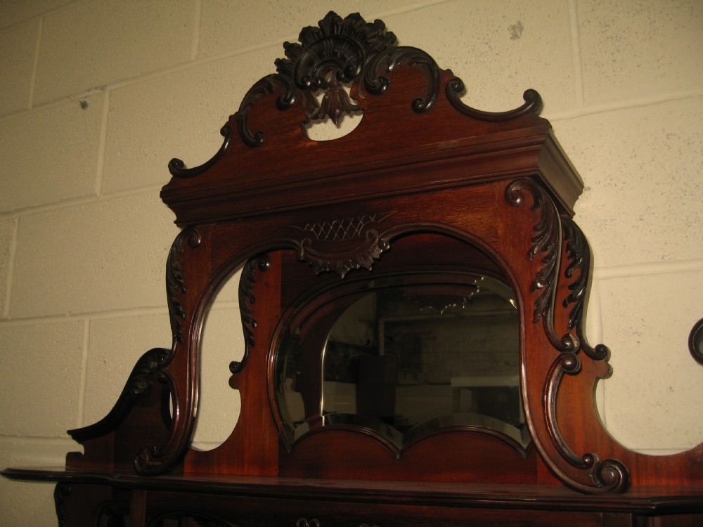 Late victorian mahogany mirror back display cabinet View VII