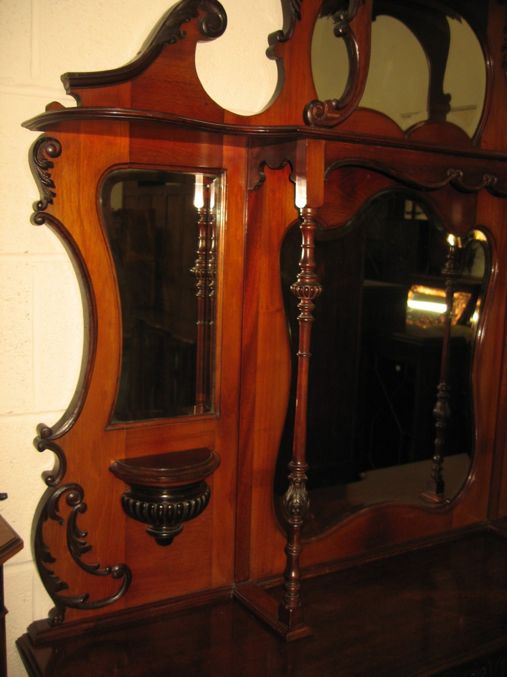 Late victorian mahogany mirror back display cabinet View VIII