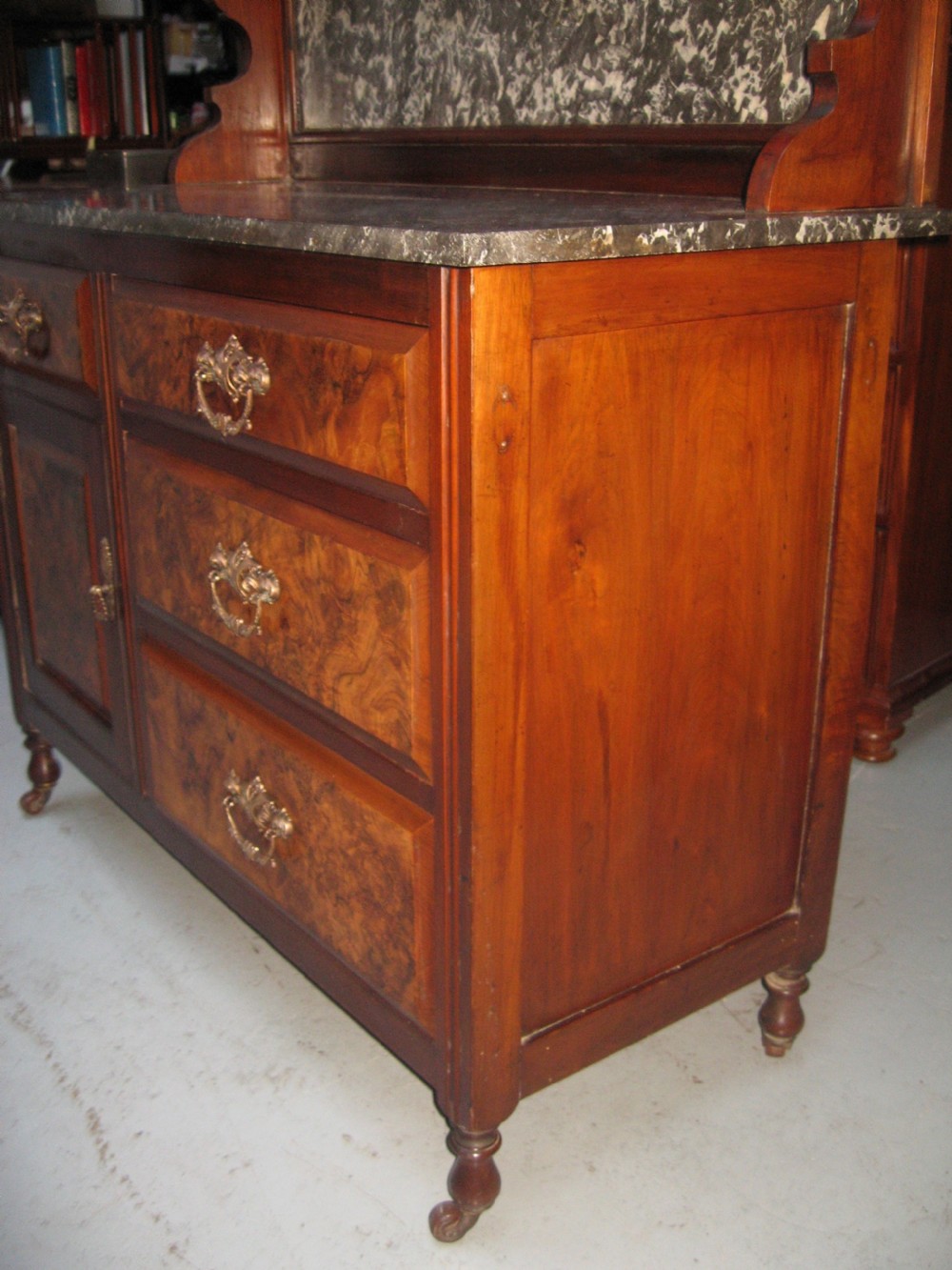 Late Victorian walnut marble top washstand View V