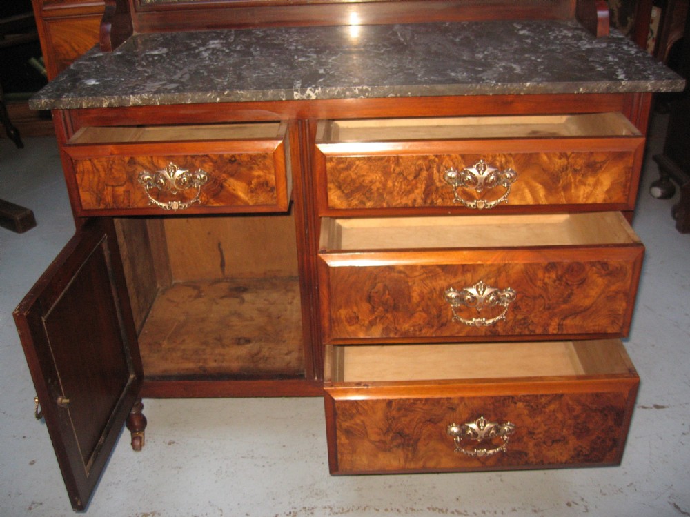 Late Victorian walnut marble top washstand View VI