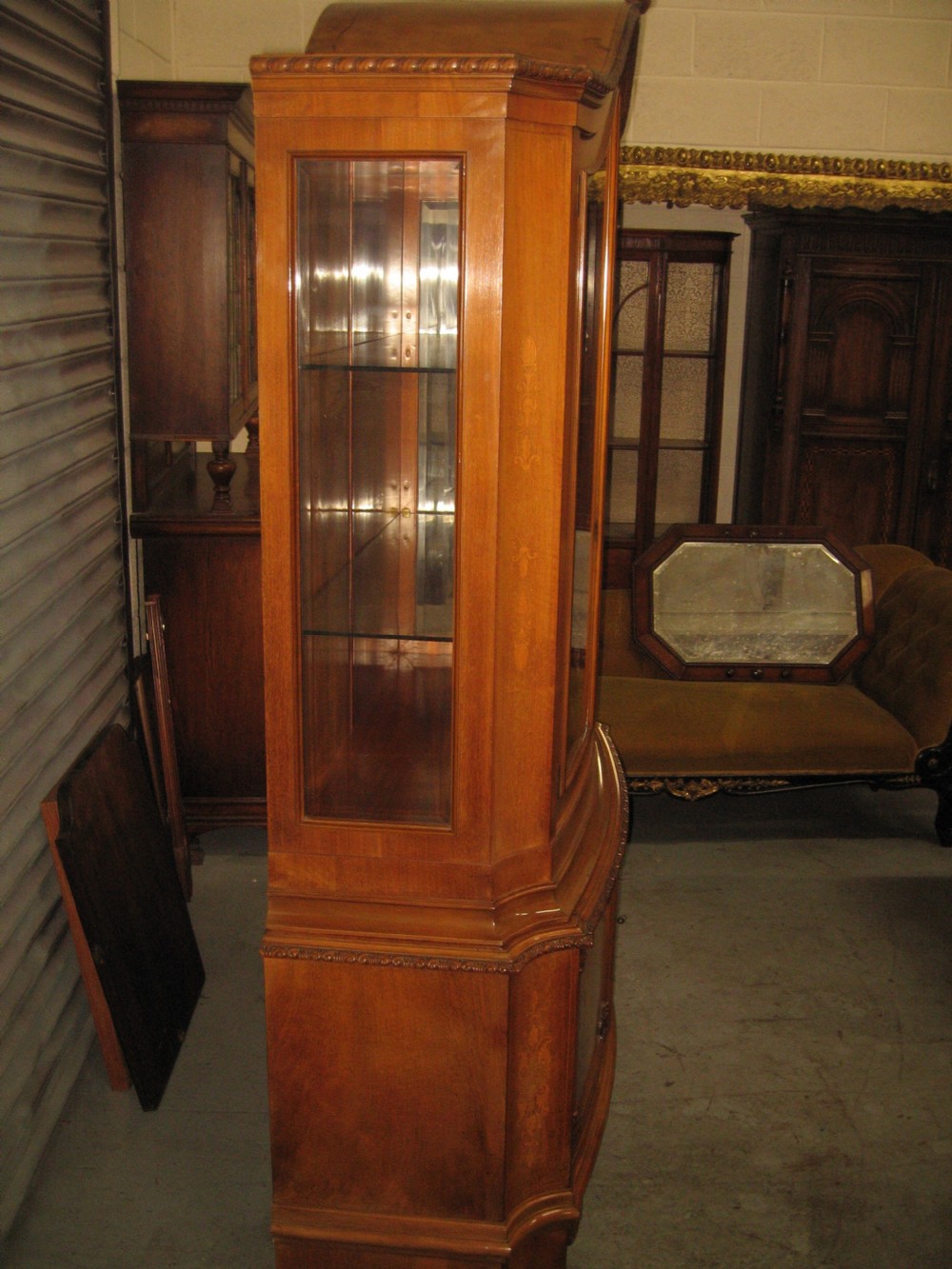 Walnut and burr walnut  arch top display cabinet View VIII