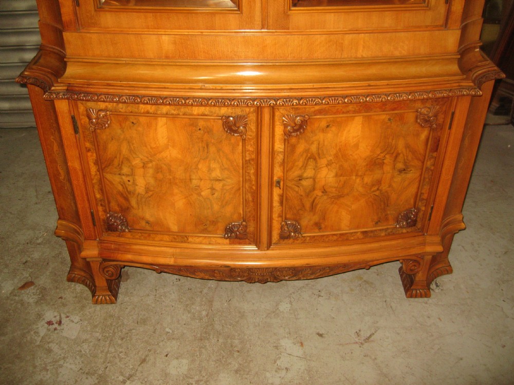Walnut and burr walnut  arch top display cabinet View X