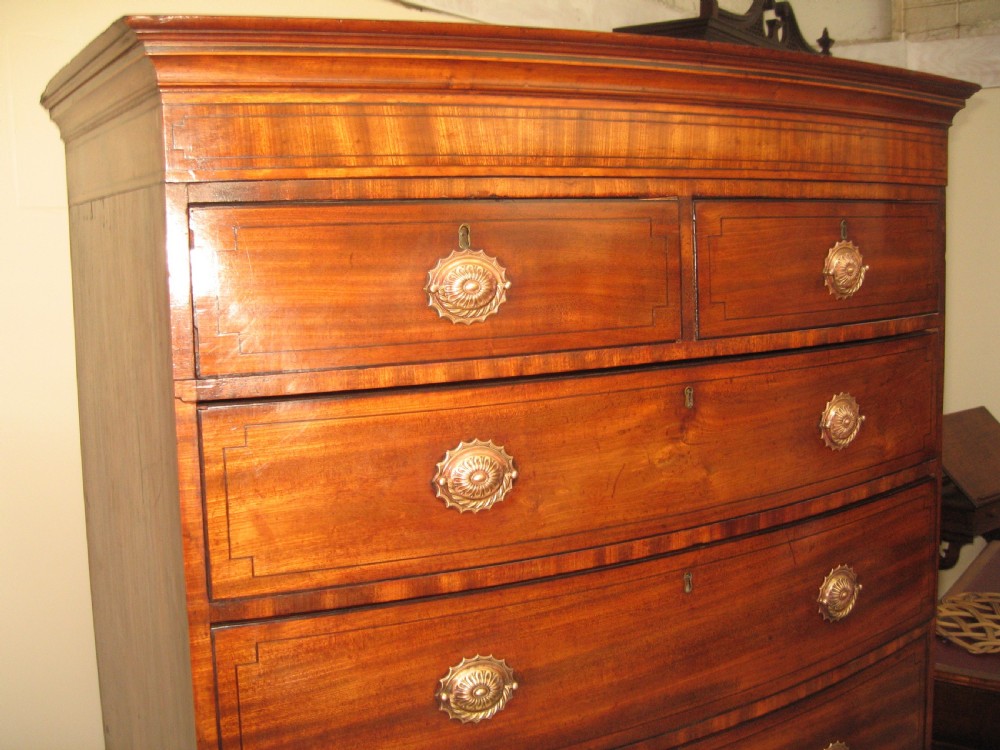 Antique Regency period  mahogany tall boy  View V