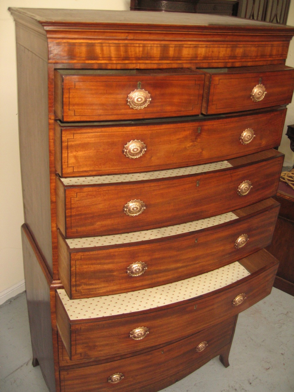 Antique Regency period  mahogany tall boy  View VI
