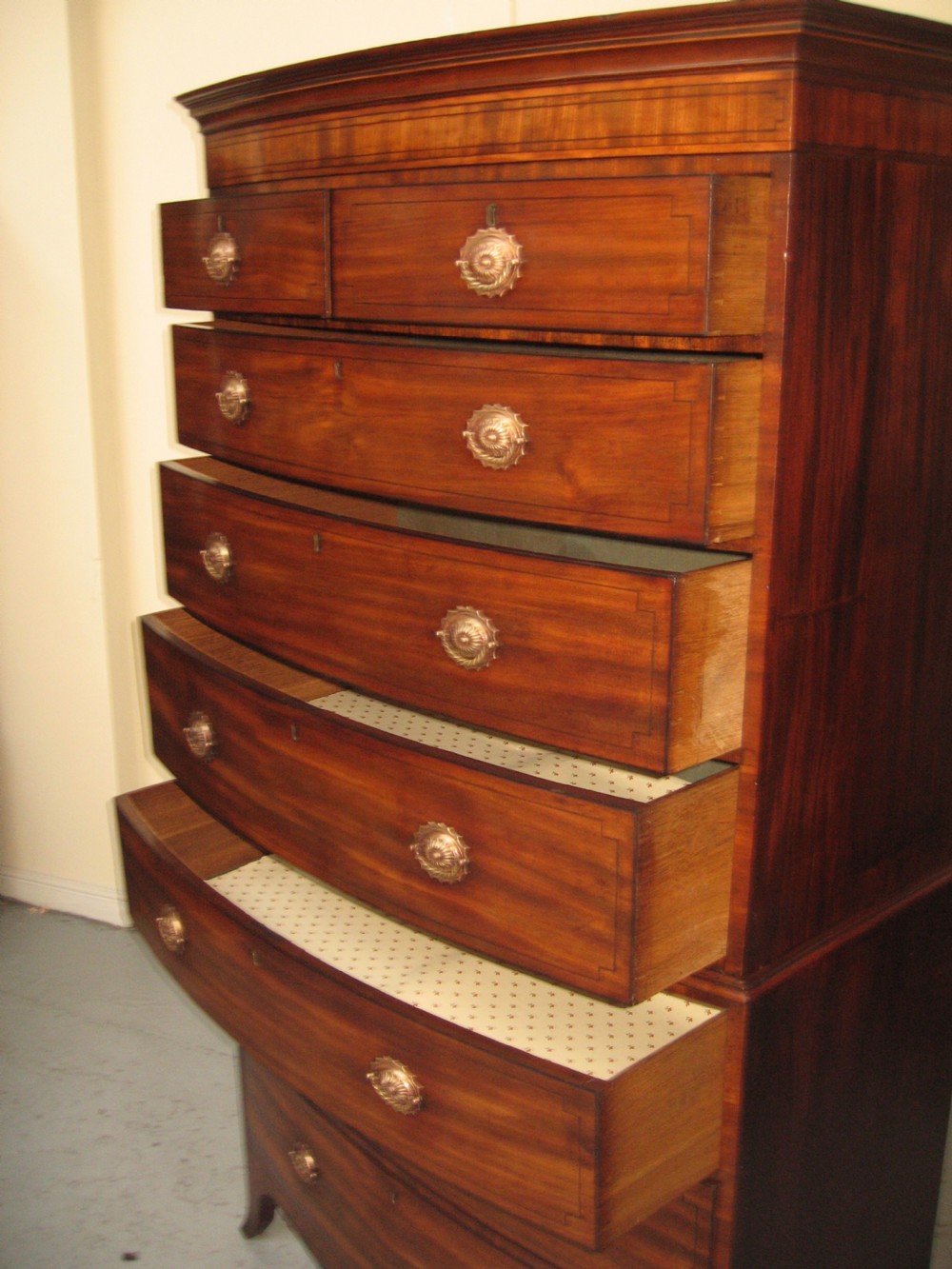 Antique Regency period  mahogany tall boy  View VII