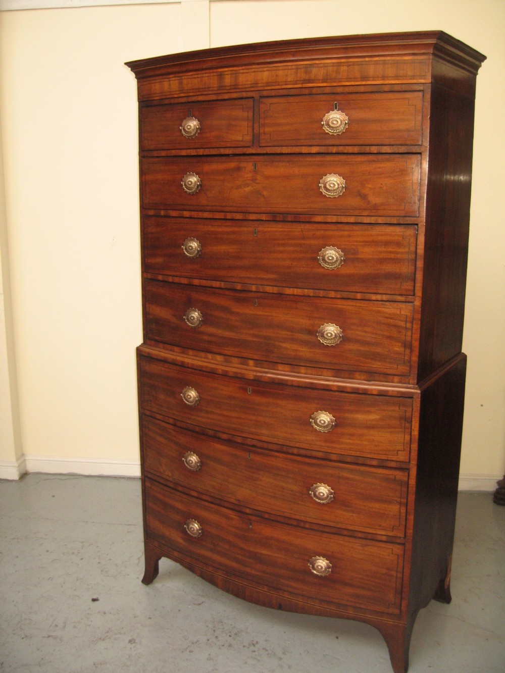 Antique Regency period  mahogany tall boy  View VIII