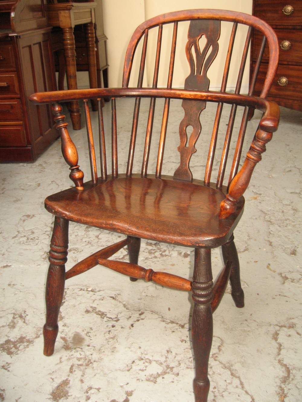 19TH  century ash and elm  low  windsor chair