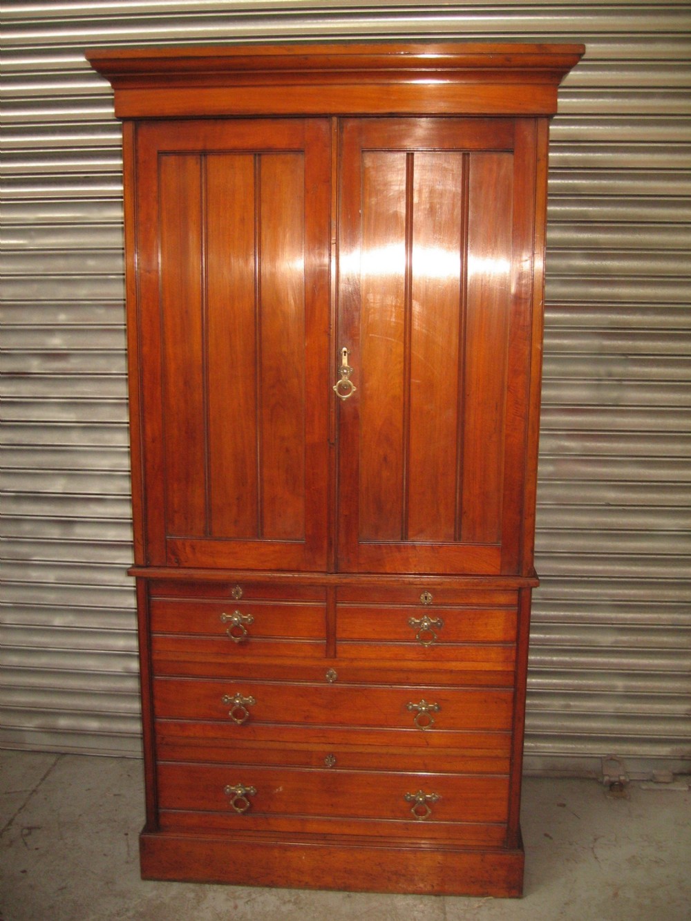 Victorian walnut press ,cupboard on chest.