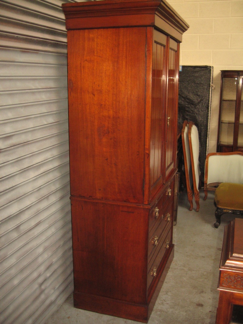 Victorian walnut press ,cupboard on chest. View III