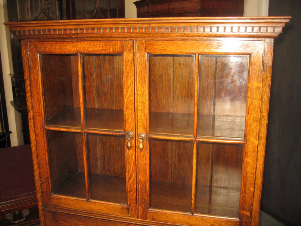 Oak bookcase and writing desk View II