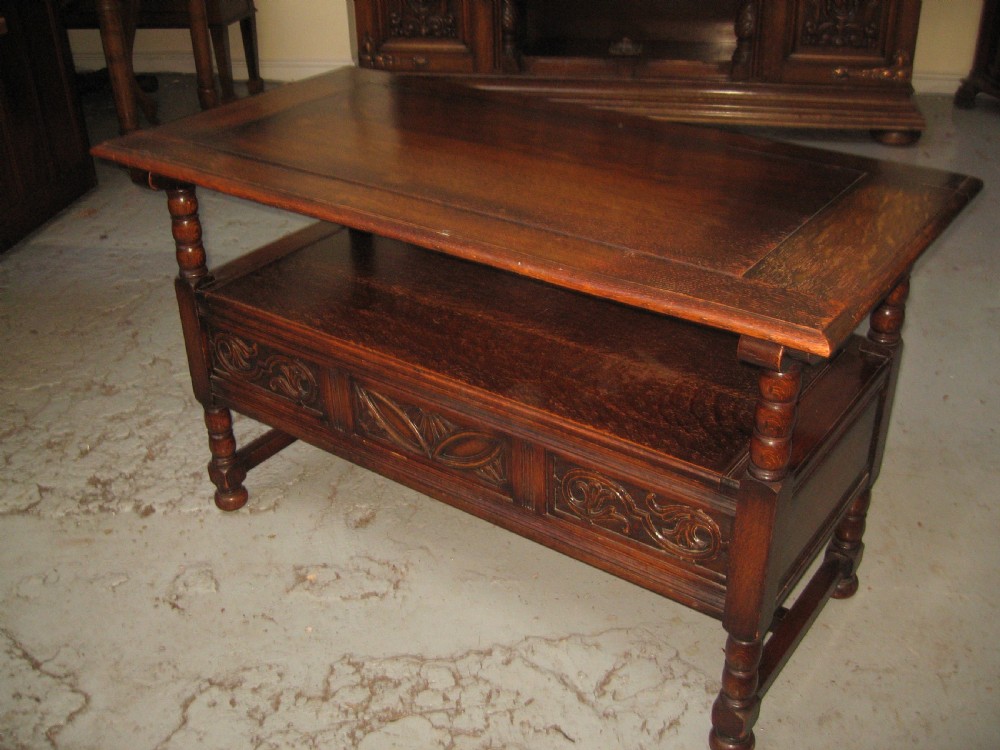 Oak   monks lid bench seat View IV