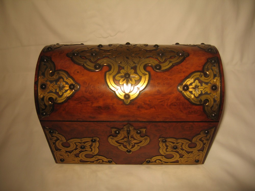 19TH Century Walnut  and brass bound stationary box View IV