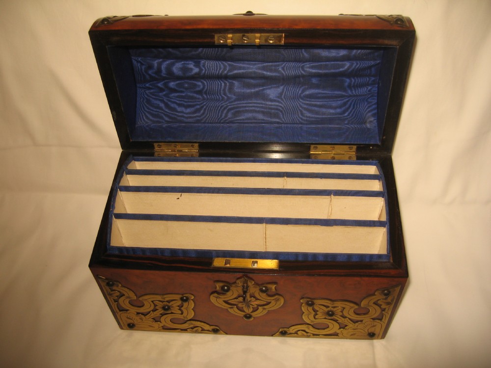 19TH Century Walnut  and brass bound stationary box View V