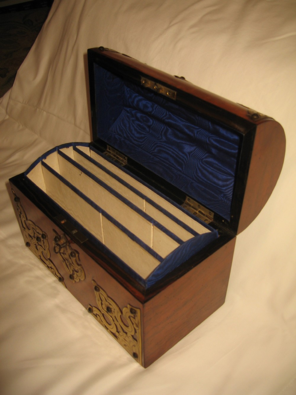 19TH Century Walnut  and brass bound stationary box View VI