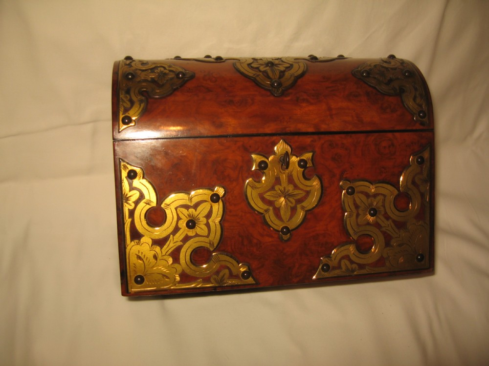 19TH Century Walnut  and brass bound stationary box View VII