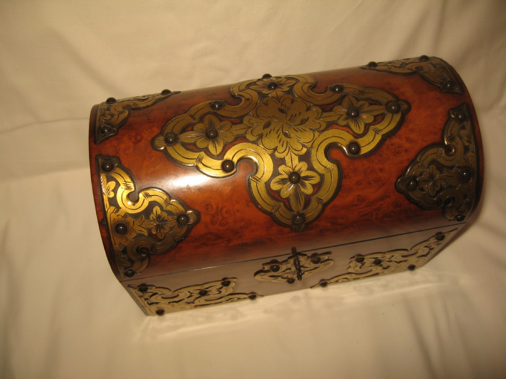 19TH Century Walnut  and brass bound stationary box View VIII