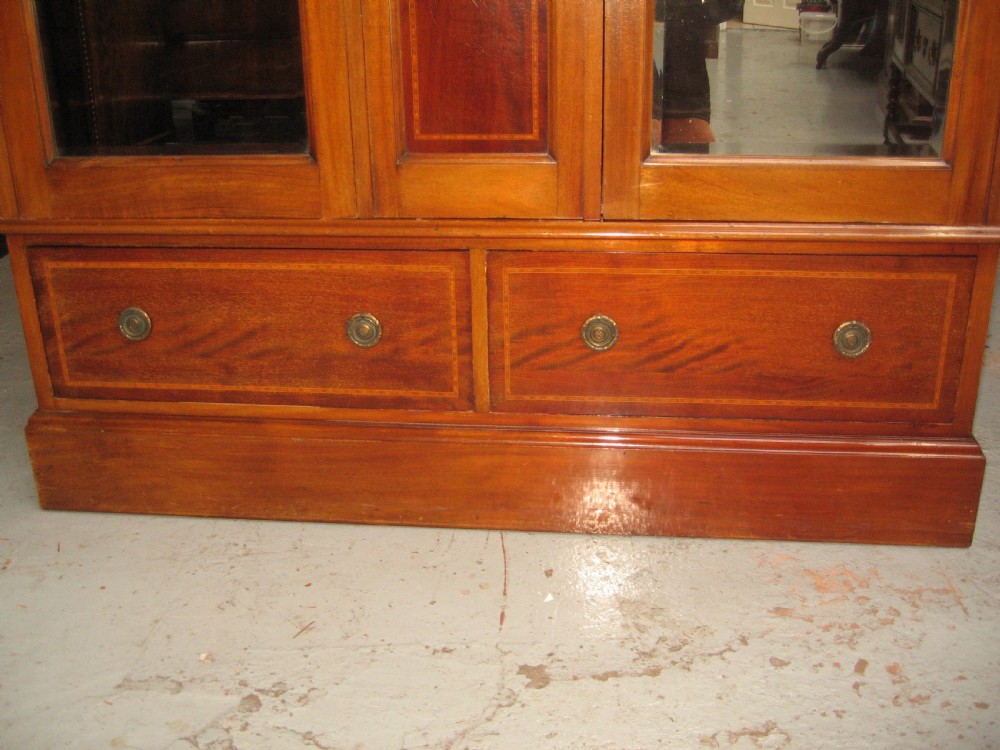 Edwardian inlaid mahogany  two door wardrobe View III