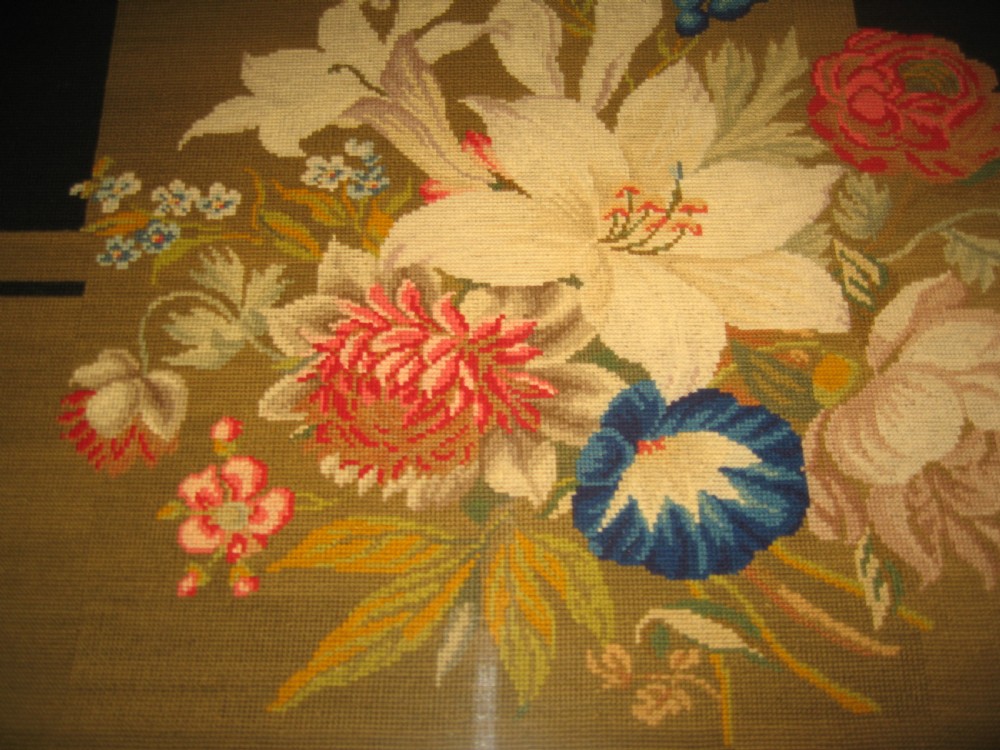 Victorian wool work floral picture View II