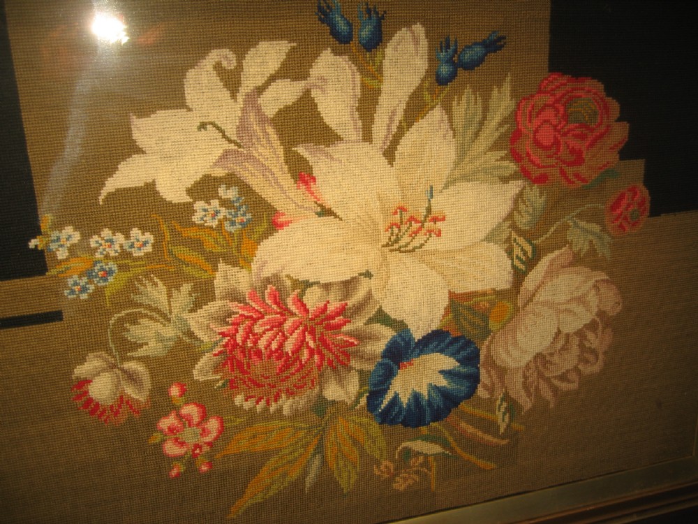 Victorian wool work floral picture View VII