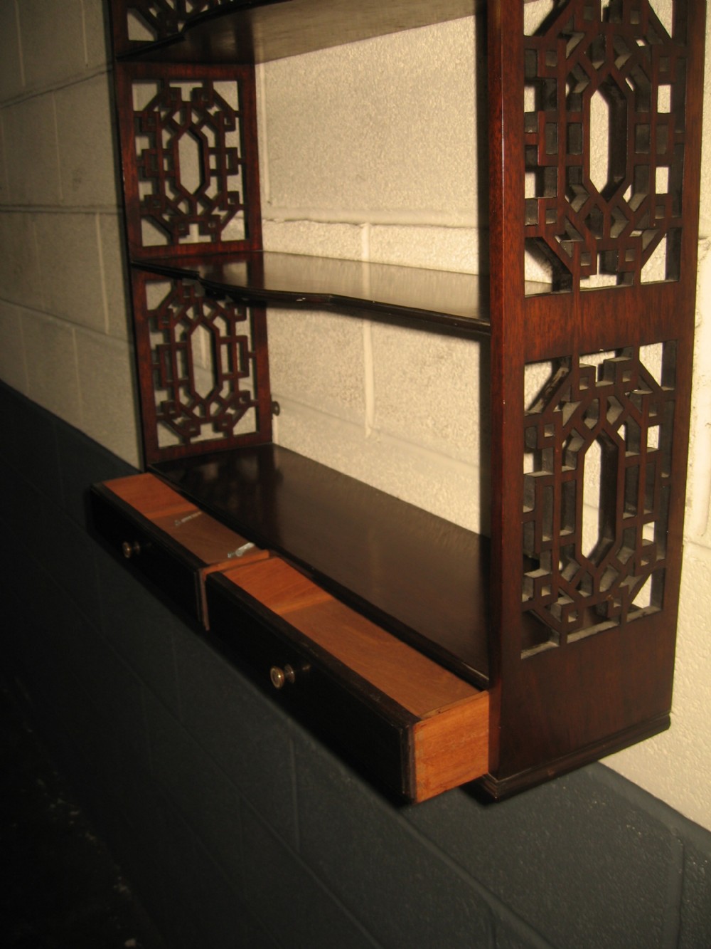 Mahogany wall  or shelf  display rack View VII