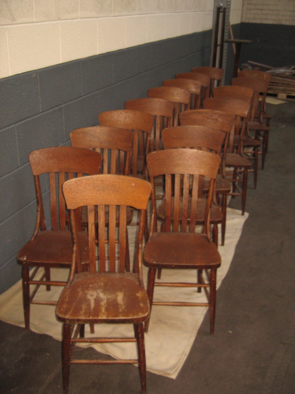 Set of 16 ash  wood kitchen type  chairs