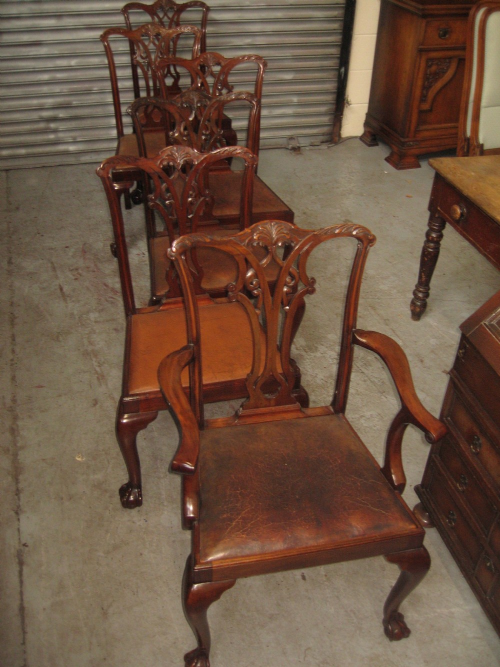 Set of  five plus carver chair  Chippendale style chairs. View VIII