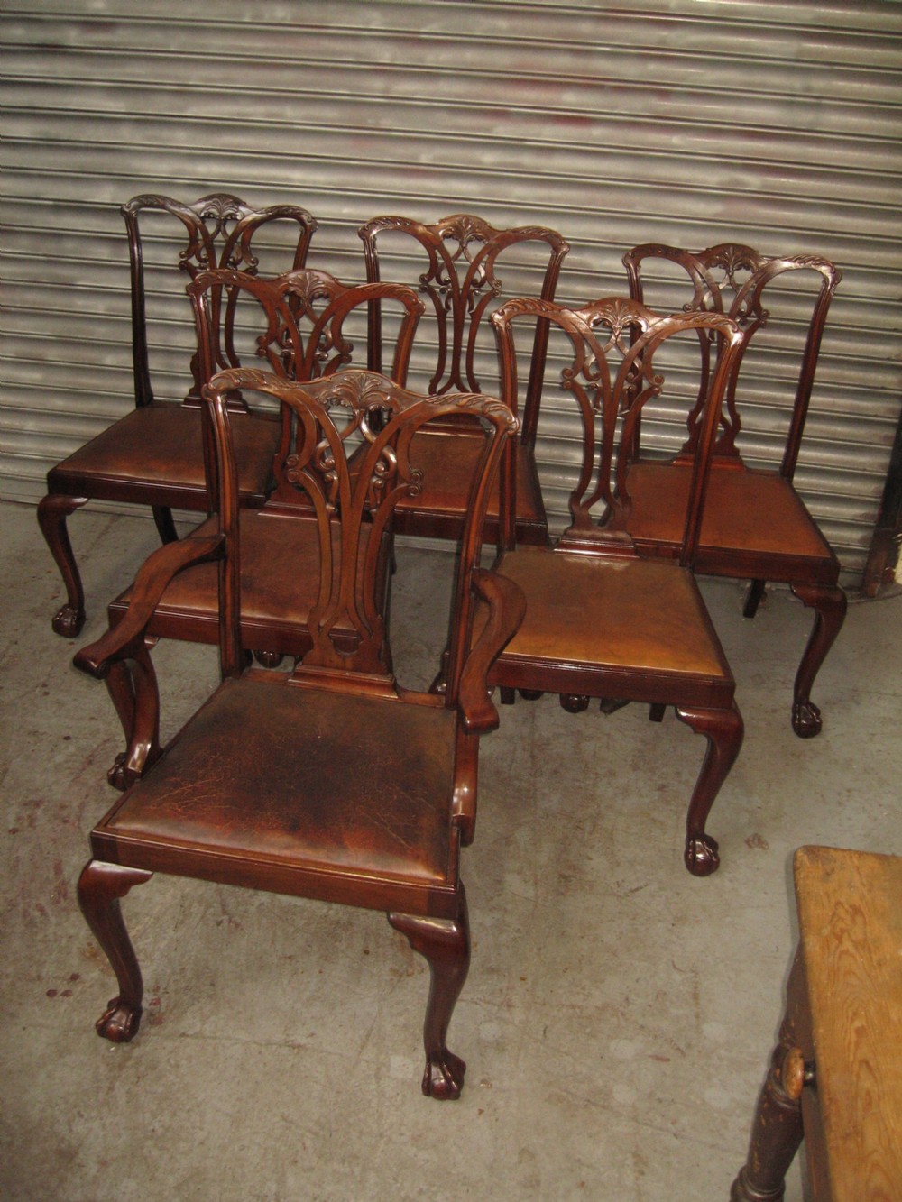 Set of  five plus carver chair  Chippendale style chairs. View IX