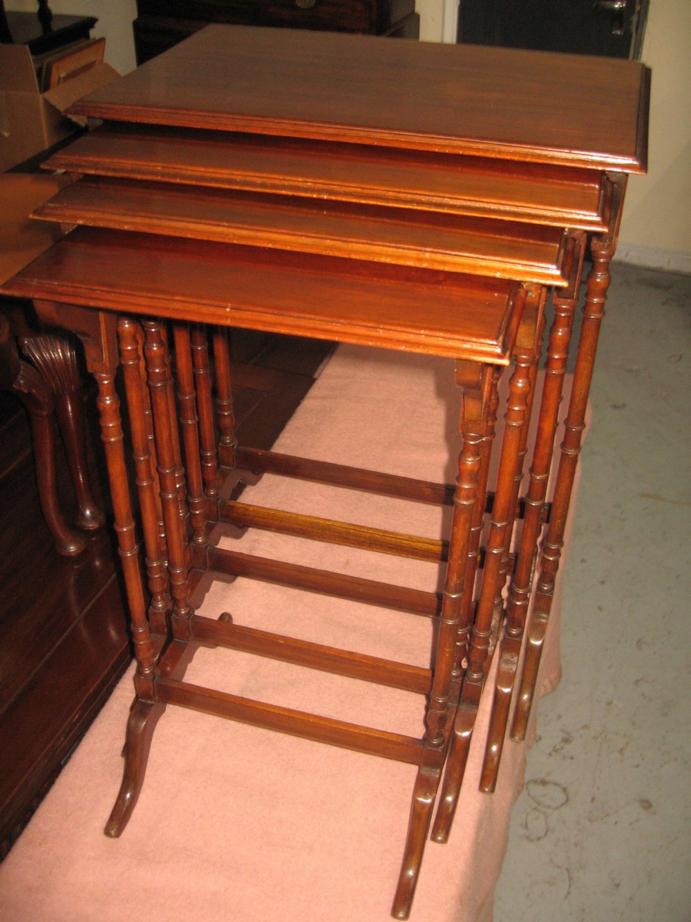 Mahogany nest of four  occasional tables View II