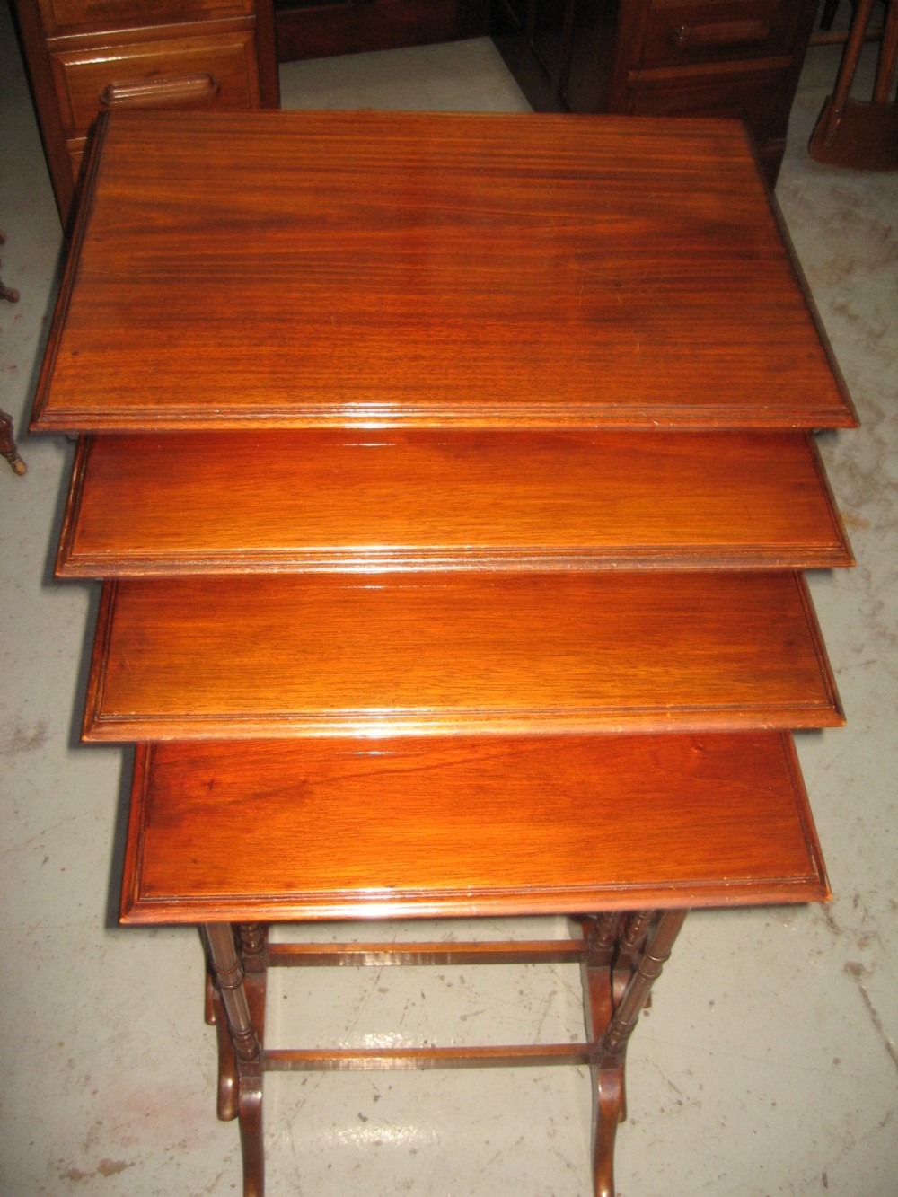Mahogany nest of four  occasional tables View III